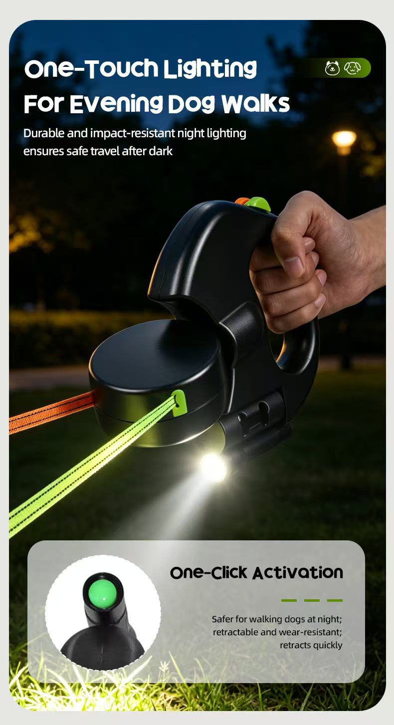 2-in-1 Tangle-Free Dual Dog Leash with LED Light