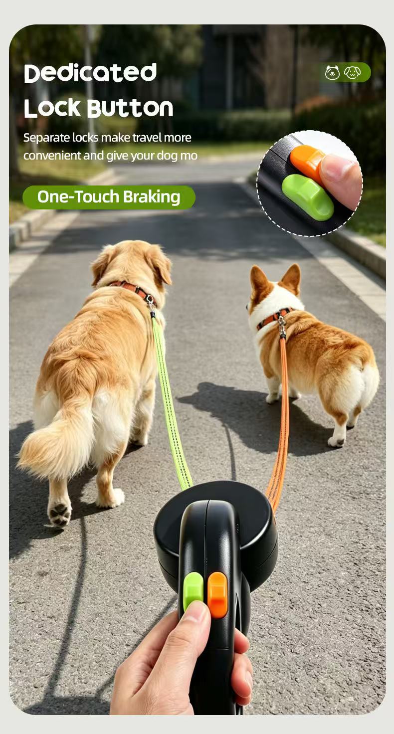 2-in-1 Tangle-Free Dual Dog Leash with LED Light